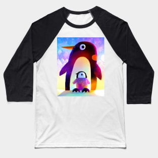 Penguin with Baby Baseball T-Shirt